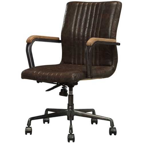 ACME FURNITURE  Acme Joslin Leather Adjustable Swivel Office Chair In Chocolate