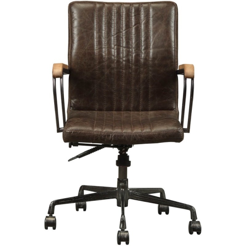 ACME Joslin Leather Adjustable Swivel Office Chair in Chocolate