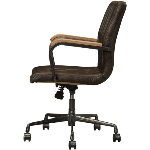 ACME Joslin Leather Adjustable Swivel Office Chair in Chocolate