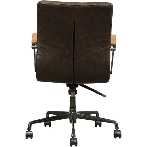 ACME Joslin Leather Adjustable Swivel Office Chair in Chocolate