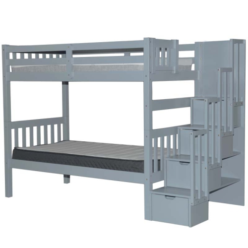 Bunk Bed Stairway Twin over Twin Grey