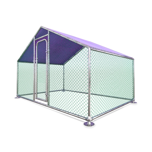 Image 1 de 1.. ALEKO CKR10X7PR METAL Walk-In CHICKEN Coop or CHICKEN Run with Purple Waterproof Cover 6.5 x 10 pi
