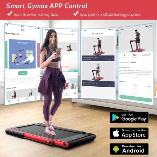 Tapis de course pliable 2 en 1SuperFit – Moteur 2,25 CV – Double écran – Haut-parleur