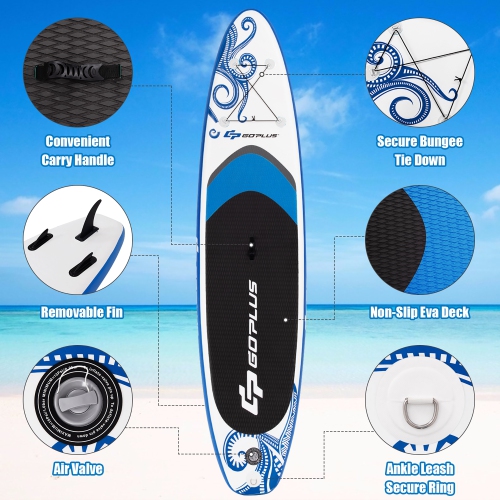 Goplus 10.5’ Inflatable Stand Up Paddle Board SUP W/Carrying Bag Aluminum Paddle
