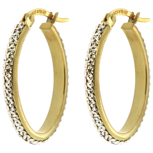 Le Reve Collection Cubic Zirconia Band Hoop Earrings in 10K Yellow Gold Plated Silver