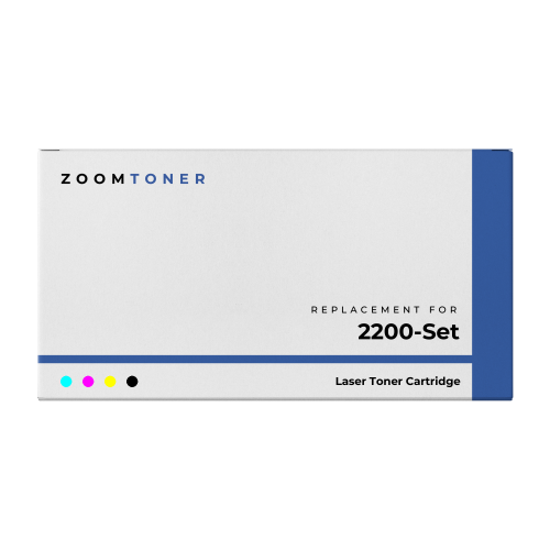 ZOOMTONER  Compatible Konica / Minolta 2200 Laser Toner Cartridge Set Black Cyan Magenta In Yellow