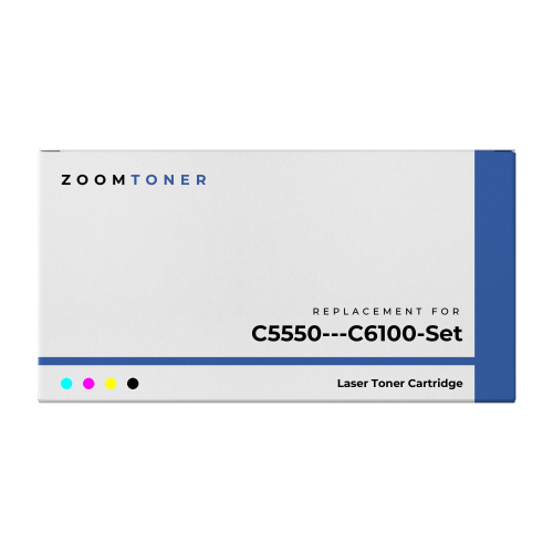 Zoomtoner Compatible OKIDATA C5550 / C6100 Laser Toner Cartridge Set Black Cyan Yellow Magenta