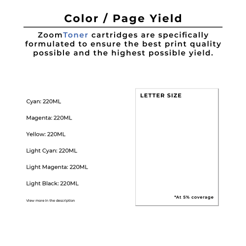 Zoomtoner Compatible EPSON T056 Pigment Ink / Inkjet Cartridge Set Black Cyan Yellow Magenta Light Cyan Light Magenta Light Bl