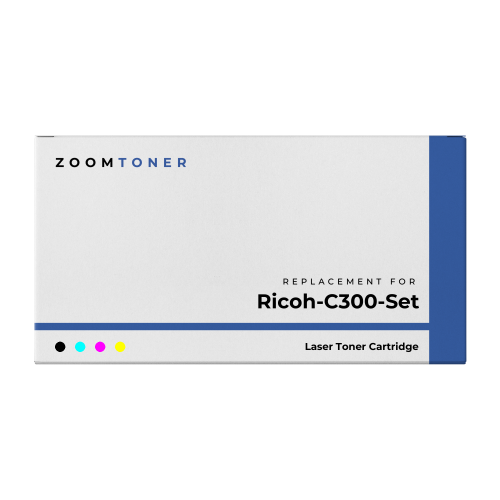 Zoomtoner Compatible RICOH C300 Laser Toner Cartridge Set Black Cyan Magenta Yellow