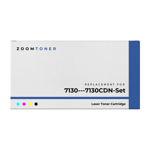 Zoomtoner Compatible DELL 7130 / 7130CDN Laser Toner Cartridge Set Black Cyan Yellow Magenta