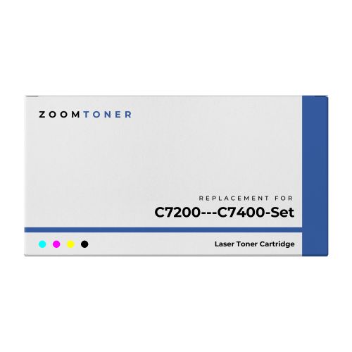 Zoomtoner Compatible OKIDATA C7200 / C7400 Laser Toner Cartridge Set Black Cyan Yellow Magenta
