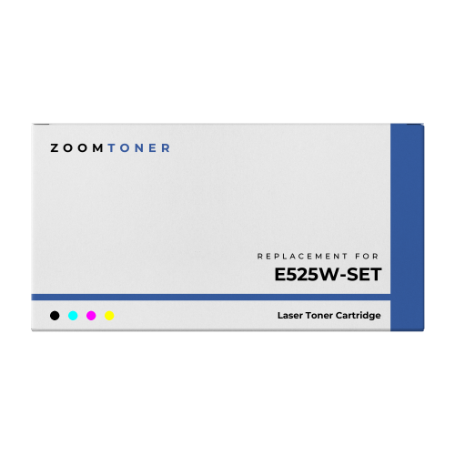 Zoomtoner Compatible DELL E525W Laser Toner Cartridge Set Black Cyan Magenta Yellow