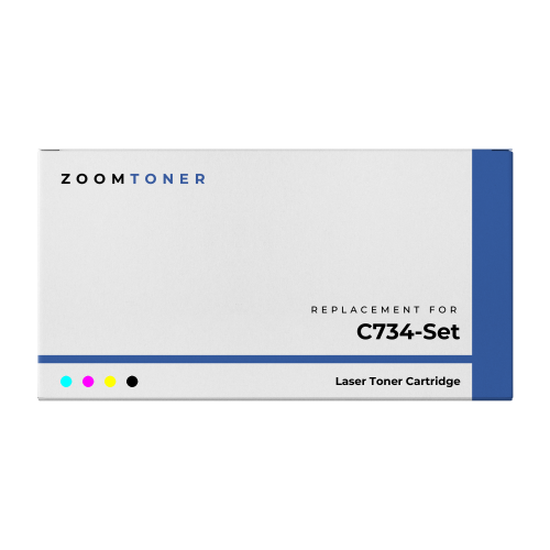 Zoomtoner Compatible LEXMARK / IBM C734 Laser Toner Cartridge Set Black Cyan Yellow Magenta
