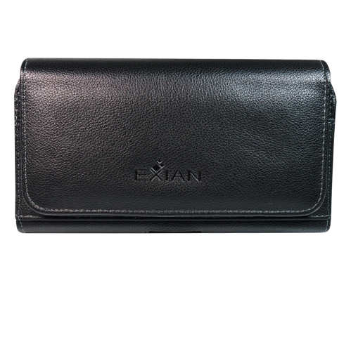 Pochette en cuir de polyuréthane d’Exian avec coupe-ceinture et fentes pour cartes de 6.5 x 3,5 po, noir