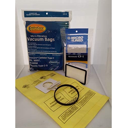 9 pk Kenmore Microfiltration Paper Bags, EF2 Hepa Filter, 2pk CF1 Premotor Filters, 1 Geared Belt