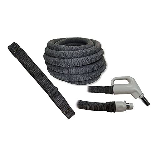 35FT - Knitted Central Vacuum Hose Cover with Installation Tube - Charcoal Grey