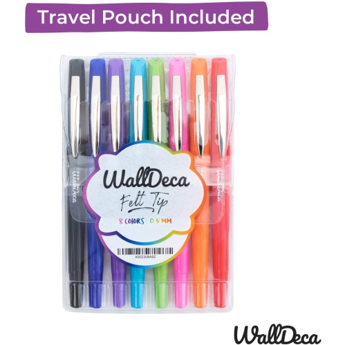 Stylos à pointe en feutre WallDeca, pointe fine, couleurs variées, paq. 8 | Made For Everyday Writing, journals, Notes et Doodling