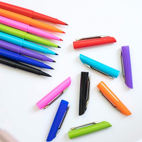 Stylos à pointe en feutre WallDeca, pointe fine, couleurs variées, paq. 8 | Made For Everyday Writing, journals, Notes et Doodling