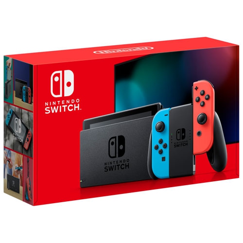Console Nintendo Switch avec manettes Joy-Con rouge/bleu fluo - Boîte ouverte