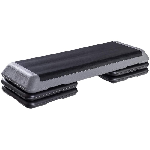 Stanz (TM) Adjustable Aerobic Step Platform with 4 Risers - 42.5 x 16 x 4 Inches, Black Adjust 4" 6" 8" Exercise Stepper
