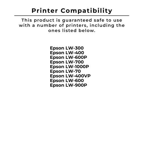 Étiqueteuse compatible avec Epson SS12KW de Zoomtoner noir sur blanc