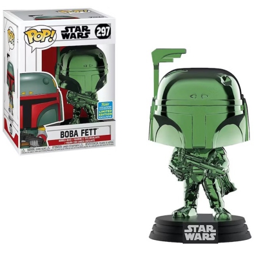 FUNKO  Pop Star Wars 3.75 Inch Action Figure Star Wars - Boba Fett Chrome #297 Exclusive In Green