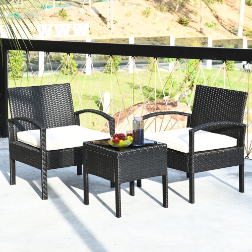 Costway Modern 3 Piece Patio Garden Set Rattan Table Chairs With Cushioned Seat Best Canada - Tangkula 3 Piece Patio Furniture Assembly Instructions