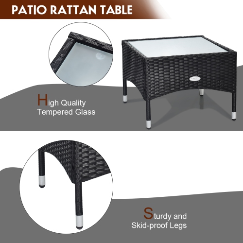 Costway Modern 3-Piece Outdoor Patio Caht Set Rattan Wicker Table & 2 Chair Set with Cushion