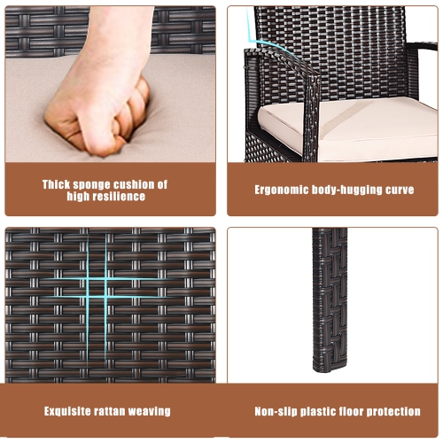 Costway Modern 4-Piece Outdoor Patio Garden Conversation Set Rattan Wicker Cushioned Sofa Furniture Black