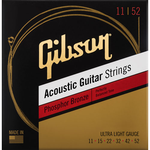 Cordes de guitare acoustique calibre très fin 0,011-0,052 en bronze phosphoreux Gibson