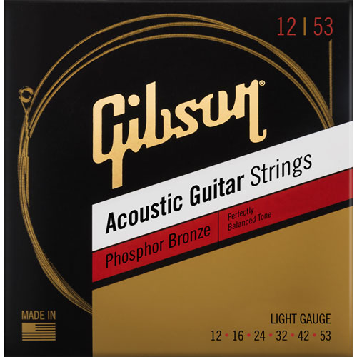 Cordes de guitare acoustique de calibre fin 0,012-0,053 en bronze phosphoreux de Gibson