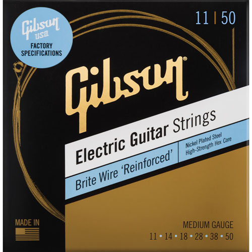 Cordes de guitare électrique calibre moyen 0,011-0,05 renforcées Brite Wire de Gibson