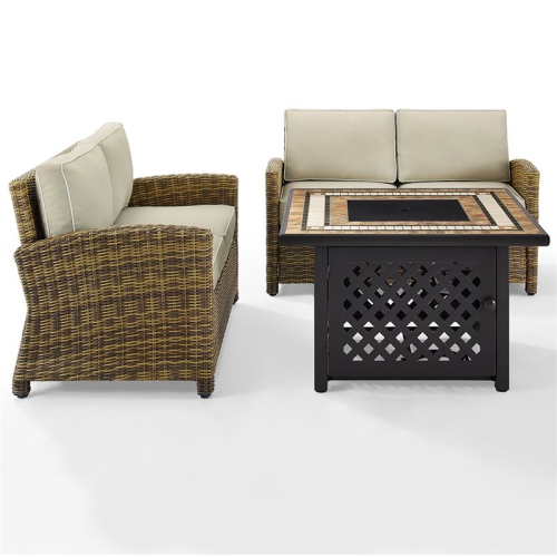 Ensemble de 3 pièces avec sofa et foyer de patio Bradenton de Crosley - Brun et sable