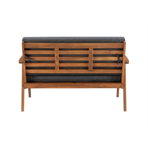 Linon Cooper Mid-Century Style Luxury Acadia Wood Outdoor Chat Set (Two Chairs, Sofa & Coffee Table) in Gray