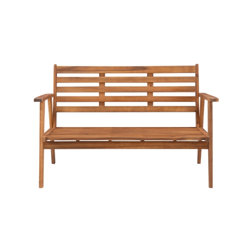 Linon Cooper Mid-Century Style Luxury Acadia Wood Outdoor Chat Set (Two Chairs, Sofa & Coffee Table) in Gray