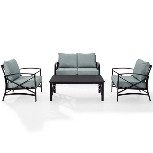 Crosley Kaplan 4 Piece Patio Sofa Set in Oil Rubbed Bronze and Mist