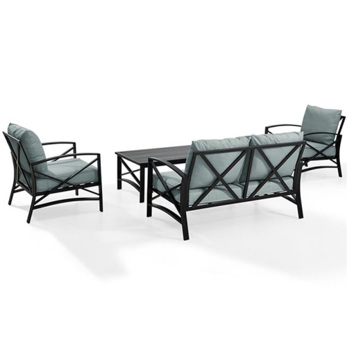 Crosley Kaplan 4 Piece Patio Sofa Set in Oil Rubbed Bronze and Mist