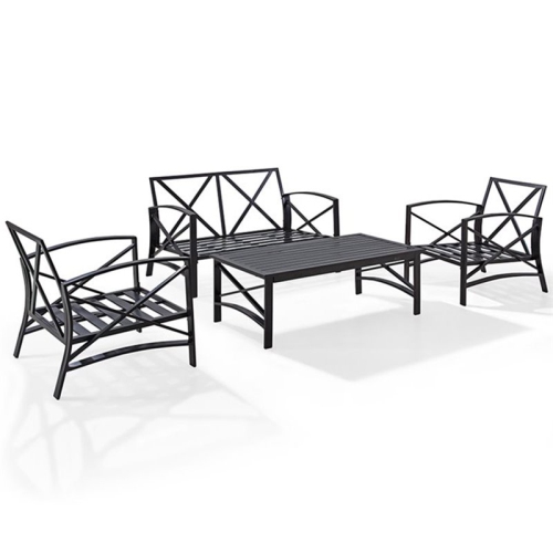 Crosley Kaplan 4 Piece Patio Sofa Set in Oil Rubbed Bronze and Mist