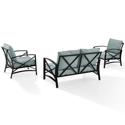Crosley Kaplan 3 Piece Patio Sofa Set in Oil Rubbed Bronze and Mist