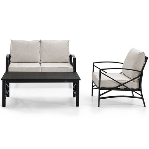 Crosley Kaplan 3 Piece Patio Sofa Set in Oil Rubbed Bronze and Oatmeal
