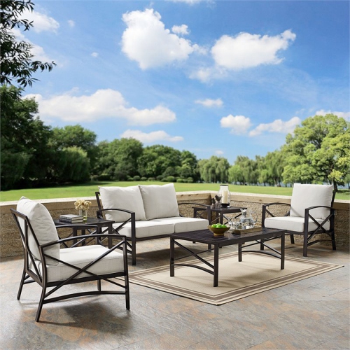 Crosley Kaplan 6 Piece Patio Sofa Set in Oil Rubbed Bronze and Oatmeal