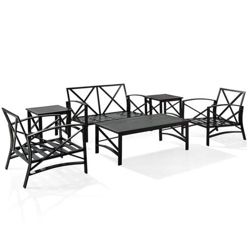 Crosley Kaplan 6 Piece Patio Sofa Set in Oil Rubbed Bronze and Oatmeal