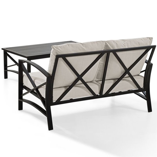 Crosley Kaplan 2 Piece Patio Sofa Set in Oil Rubbed Bronze and Oatmeal