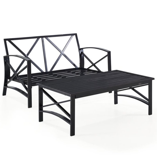 Crosley Kaplan 2 Piece Patio Sofa Set in Oil Rubbed Bronze and Oatmeal