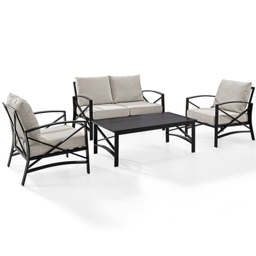 Crosley Kaplan 4 Piece Patio Sofa Set in Oil Rubbed Bronze and Oatmeal