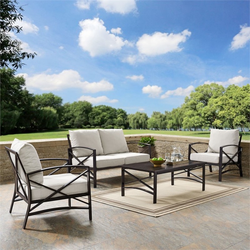 Crosley Kaplan 4 Piece Patio Sofa Set in Oil Rubbed Bronze and Oatmeal
