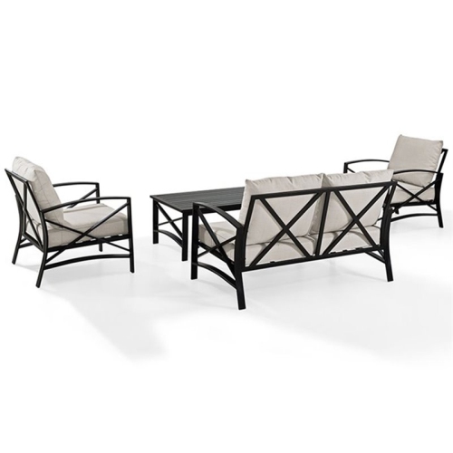 Crosley Kaplan 4 Piece Patio Sofa Set in Oil Rubbed Bronze and Oatmeal