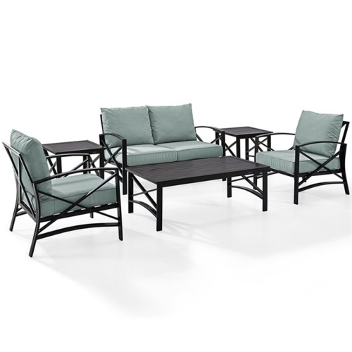 Crosley Kaplan 6 Piece Patio Sofa Set in Oil Rubbed Bronze and Mist
