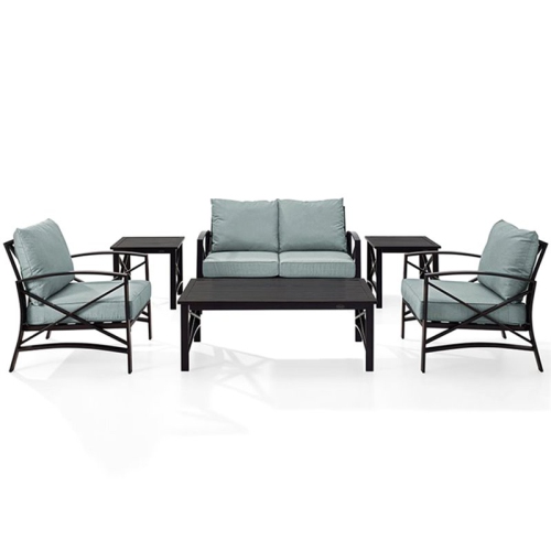 Crosley Kaplan 6 Piece Patio Sofa Set in Oil Rubbed Bronze and Mist