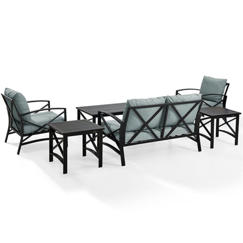 Crosley Kaplan 6 Piece Patio Sofa Set in Oil Rubbed Bronze and Mist